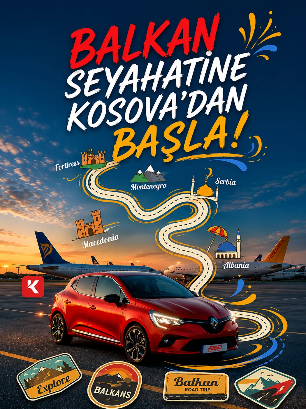 Kosova'da araç kiralama - Priştine Adem Jashari Havalimanı